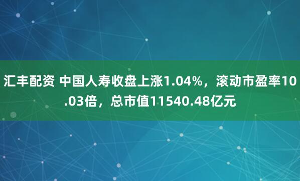 汇丰配资 中国人寿收盘上涨1.04%，滚动市盈率10.03倍，总市值11540.48亿元